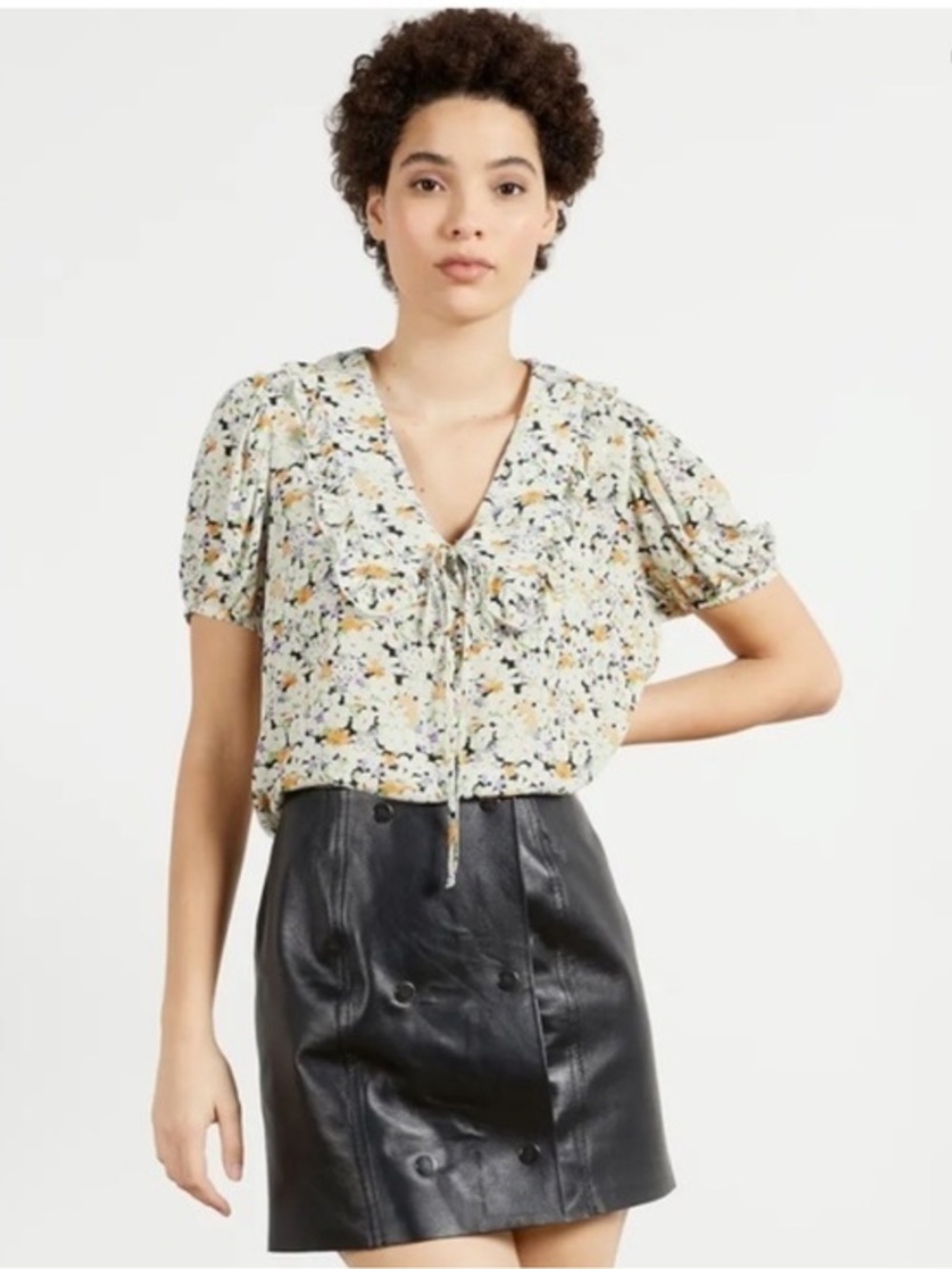 NWT Ted Baker Picnick Frill Collar Floral Blouse Top Size 2 Purple Orange Party